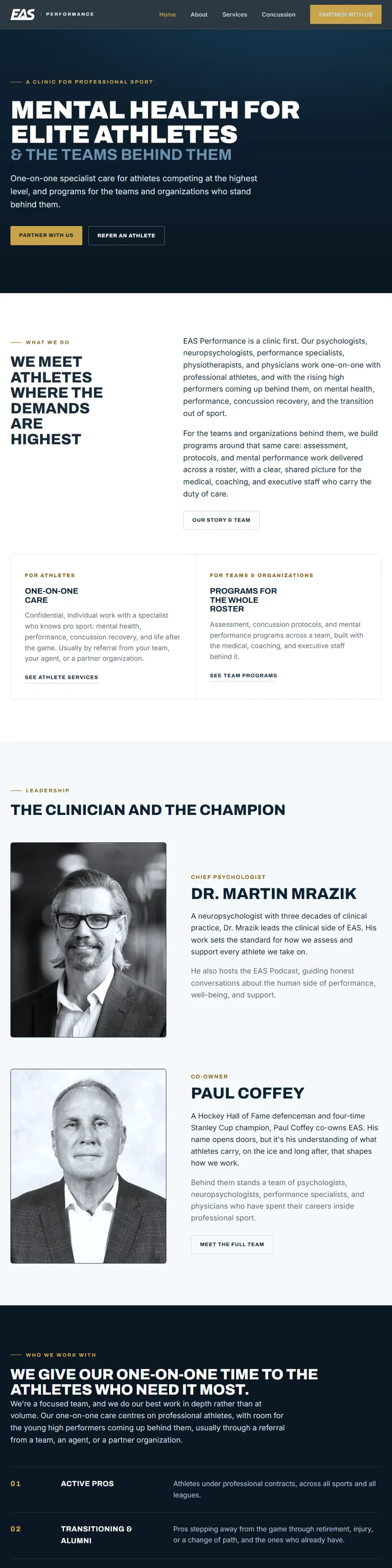 EAS Performance clinic website